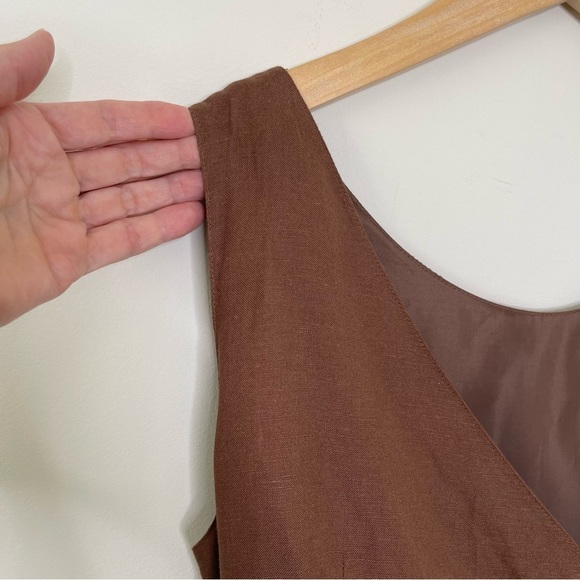 VTG Y2K Sleeveless Linen Midi Dress sequin dead stock vacation - Picture 7 of 13